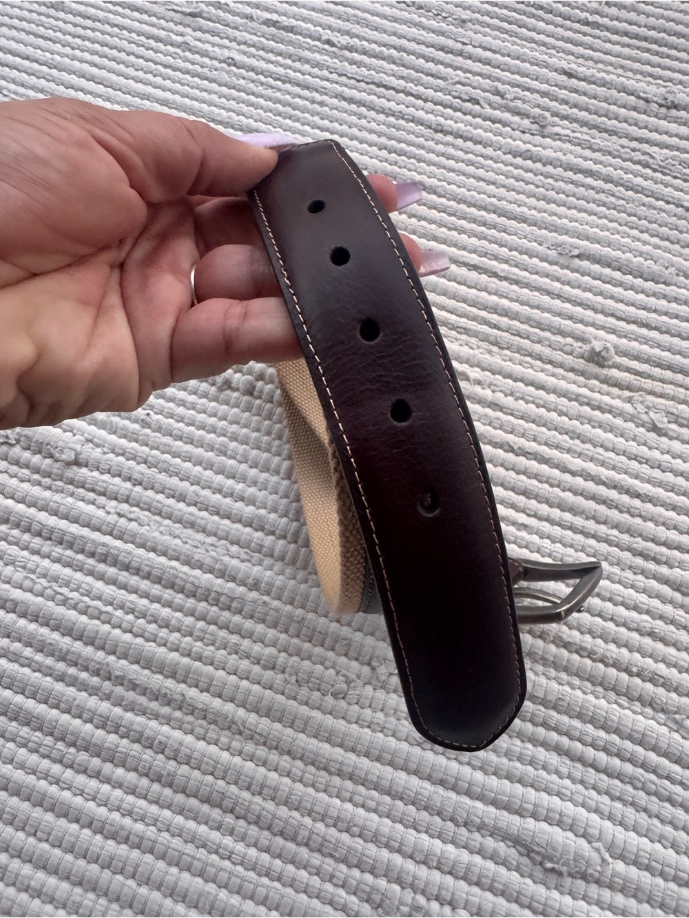 Columbia Genuine Leather & Canvas Belt Brown Tan Size 36/90 - Picture 9 of 12
